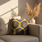 Yellow, Blue & Purple Ikat Pillow Cover 16x24