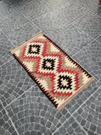 Vintage Turkish Cicim Kilim Rug, Handwoven Geometric Wool, 2.30x4.00 ft