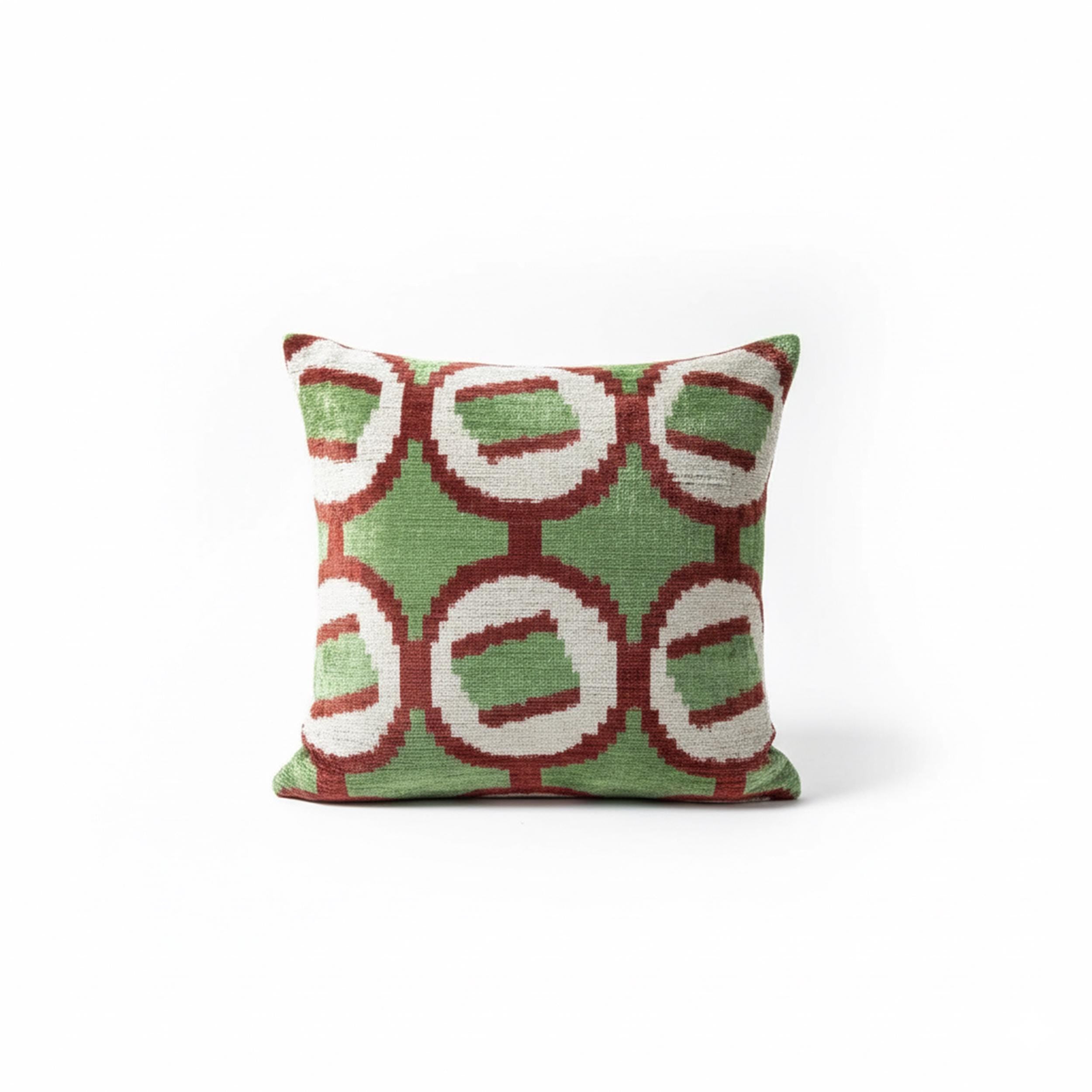 Green & Red Ikat Pillow Cover 16x24