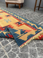 Vintage Turkish Kilim Rug, Handwoven Wool Runner (2.30x6.60 ft)