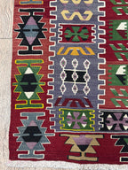 Vintage Turkish Kilim Rug, Boho Area Rug, Handwoven Wool (4.1 x 6.7 ft)