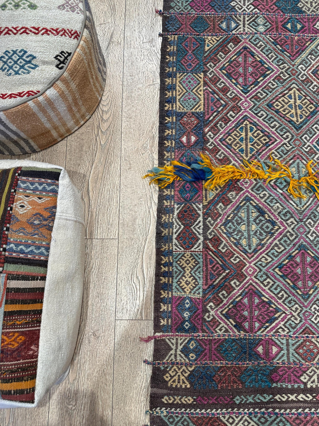 Vintage Turkish Kilim Rug, Geometric Tribal Wool Rug (4.3 x 5.9 ft)