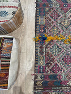 Vintage Turkish Kilim Rug, Geometric Tribal Wool Rug (4.3 x 5.9 ft)