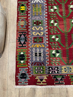 Vintage Turkish Kilim Rug, Boho Area Rug, Handwoven Wool (4.1 x 6.7 ft)