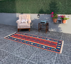 Vintage Turkish Kilim Rug: Handwoven Wool, Tree of Life Motif (2.72x7.78 ft)