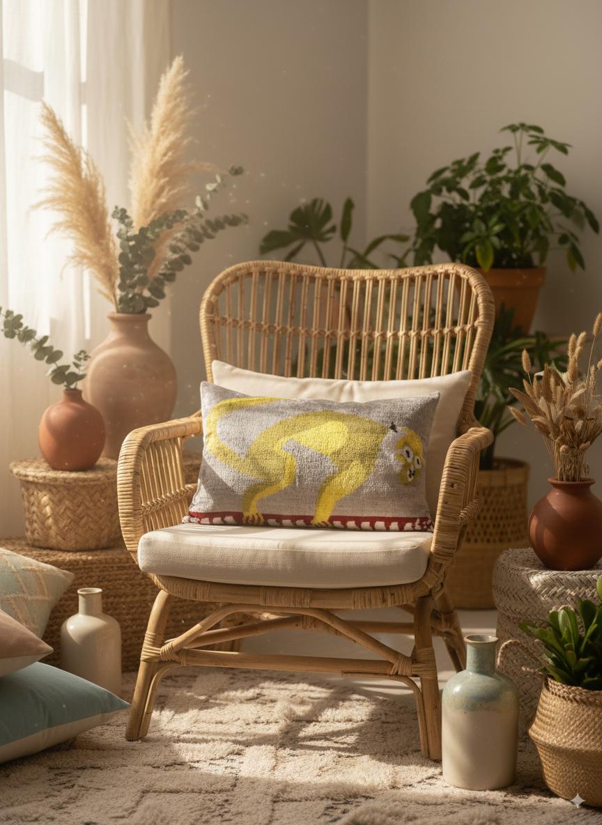 Yellow Monkey Animal Velvet Pillow Cover 16x24