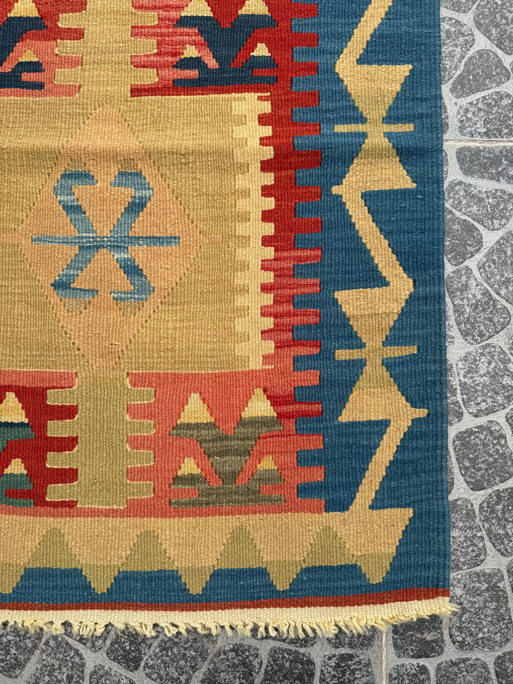 Vintage Turkish Kilim Rug, Handwoven Wool Runner (2.30x6.60 ft)