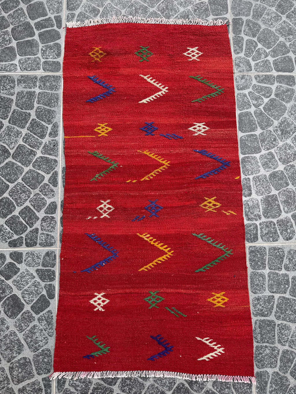 Vintage Turkish Kilim Rug, Handwoven Wool Cicim Rug (1.90x3.81 ft)