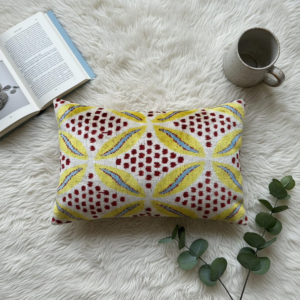 Yellow Red Blue Velvet Pillow Cover 16x24