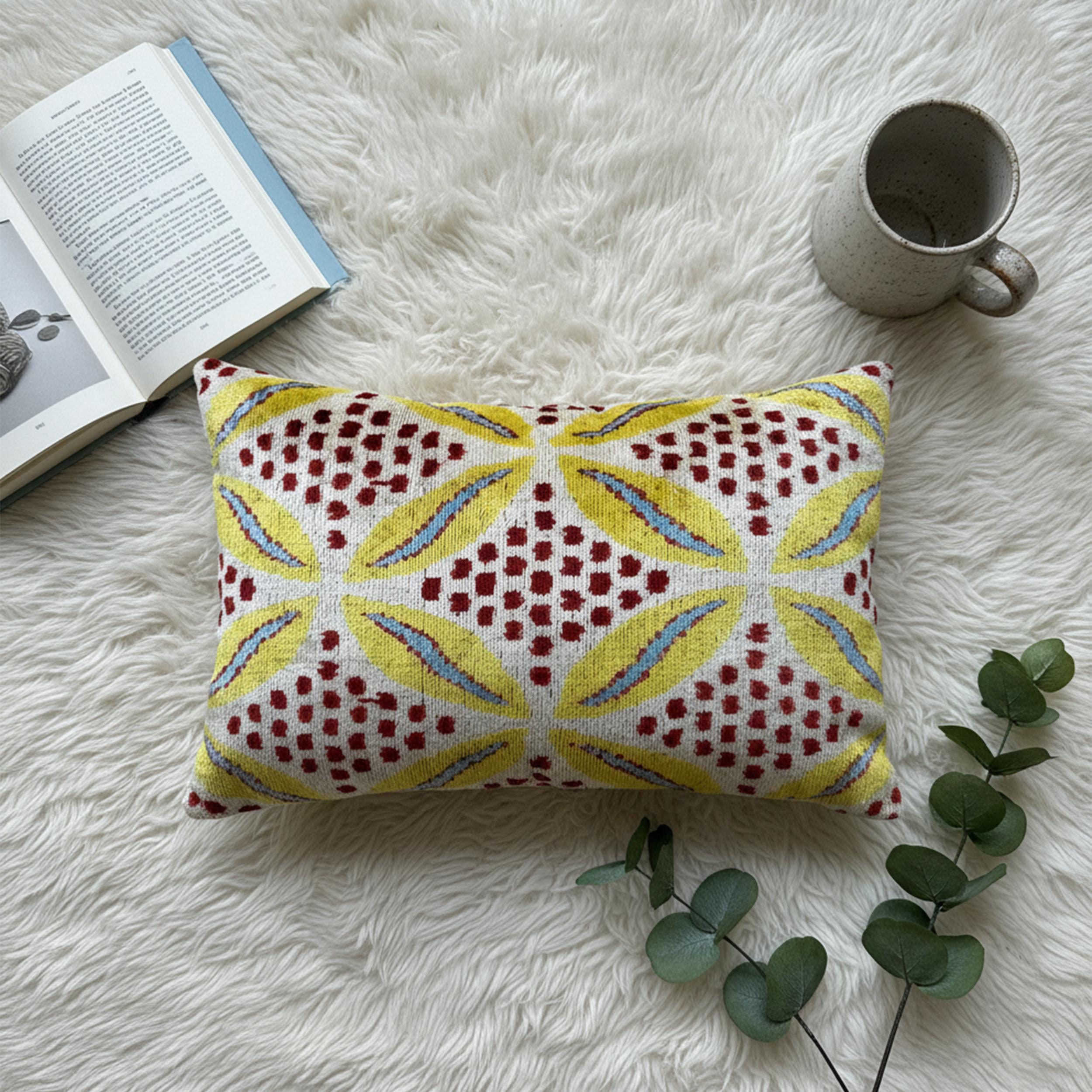 Yellow Red Blue Velvet Pillow Cover 16x24