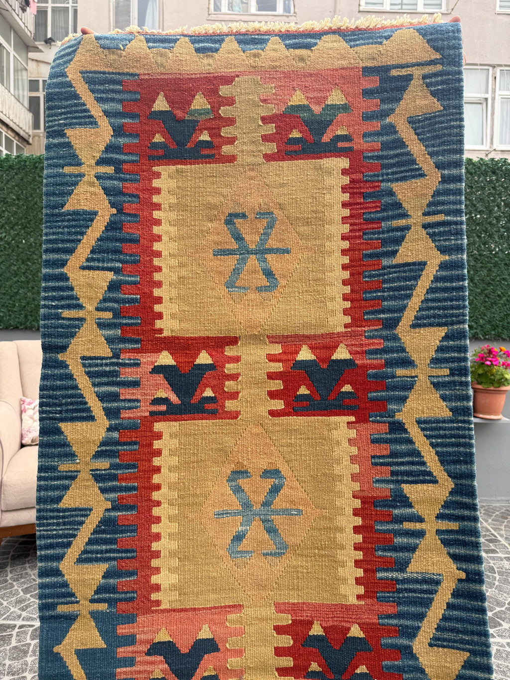 Vintage Turkish Kilim Rug, Handwoven Wool Runner (2.30x6.60 ft)