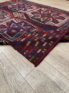 Vintage Turkish Kilim Rug, Handwoven Wool, Geometric Tribal Design (4.46 x 6.56 ft)