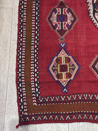 Vintage Turkish Kilim Rug – 4.4x5.9 ft, Handwoven Wool, Tribal Medallion