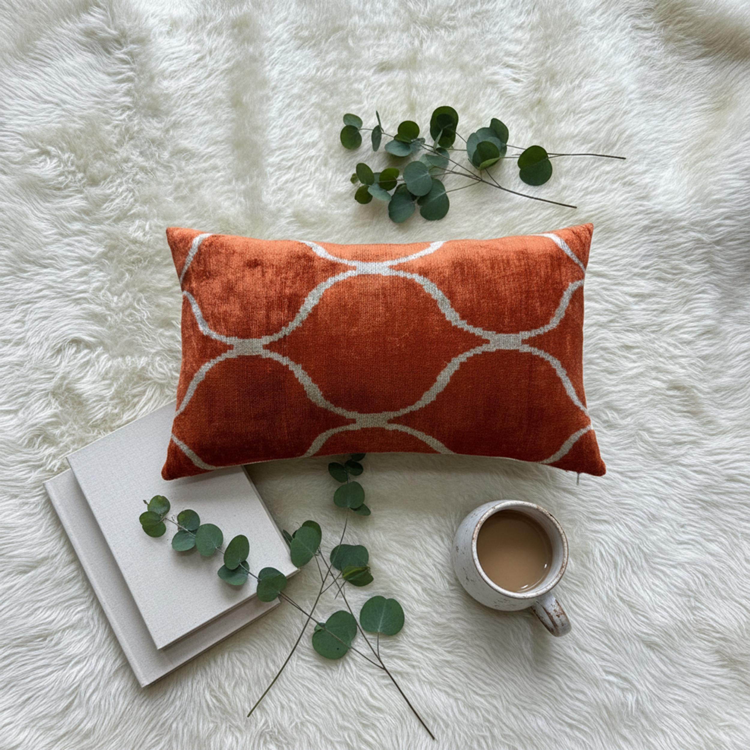 Rust Orange Ikat Pillow Cover 16x24