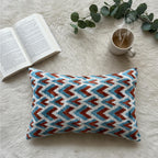 Blue and Rust Chevron Velvet Pillow Cover 16x24