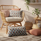 Blue and Rust Chevron Velvet Pillow Cover 16x24