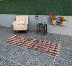 Vintage Turkish Kilim Rug, Bohemian Woven Area Rug (2.33x7.22 ft)