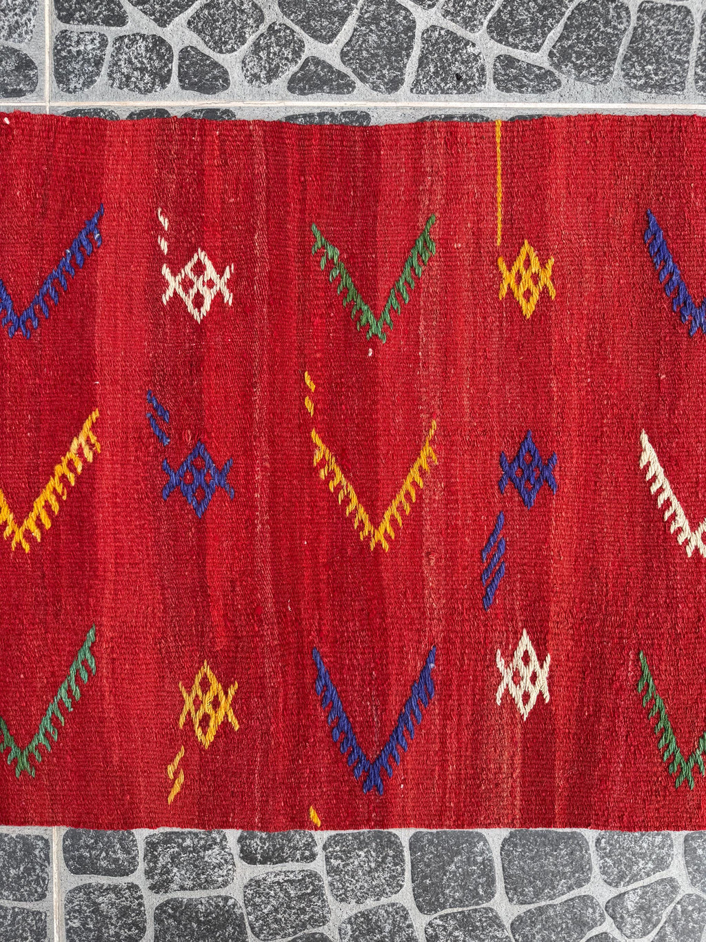 Vintage Turkish Kilim Rug, Handwoven Wool Cicim Rug (1.90x3.81 ft)