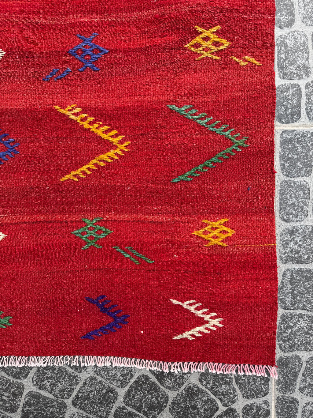 Vintage Turkish Kilim Rug, Handwoven Wool Cicim Rug (1.90x3.81 ft)
