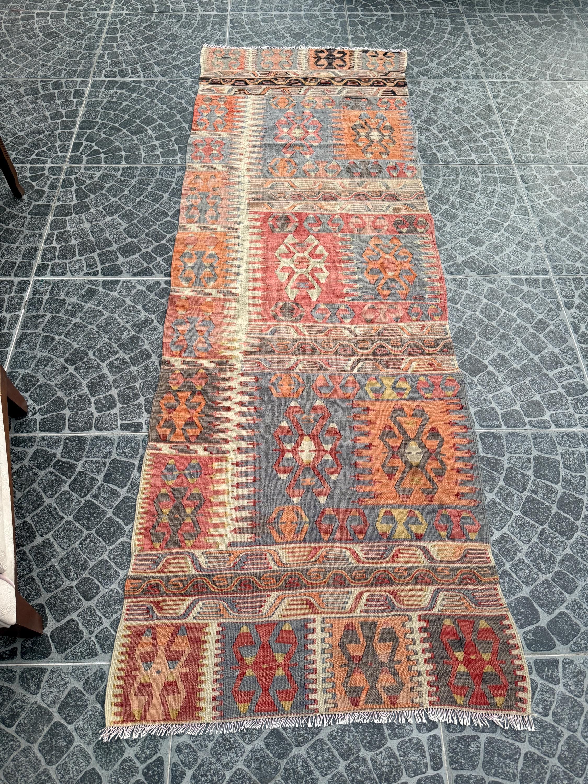 Handwoven Turkish Kilim Rug, 4.95x6.89 ft, Vintage Wool Decor