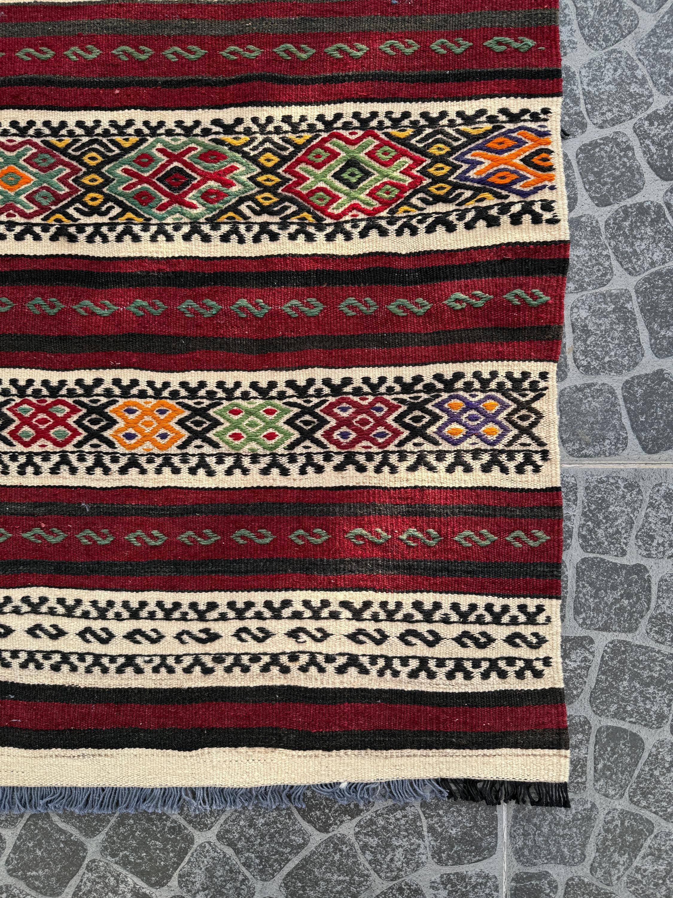 Vintage Turkish Kilim Runner Rug, Boho Decor (2.2x9.42 ft)
