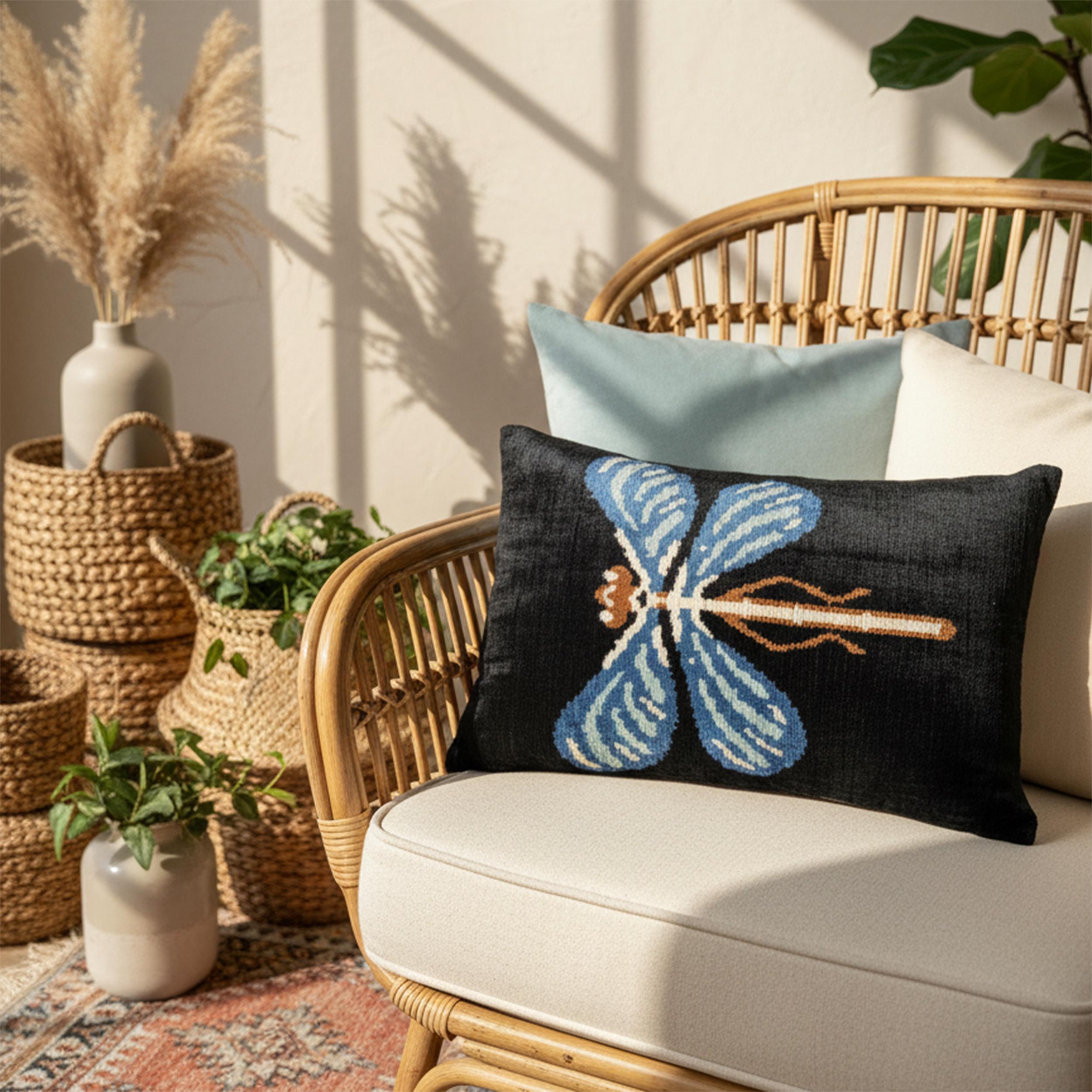 Blue Dragonfly Velvet Pillow Cover 16x24