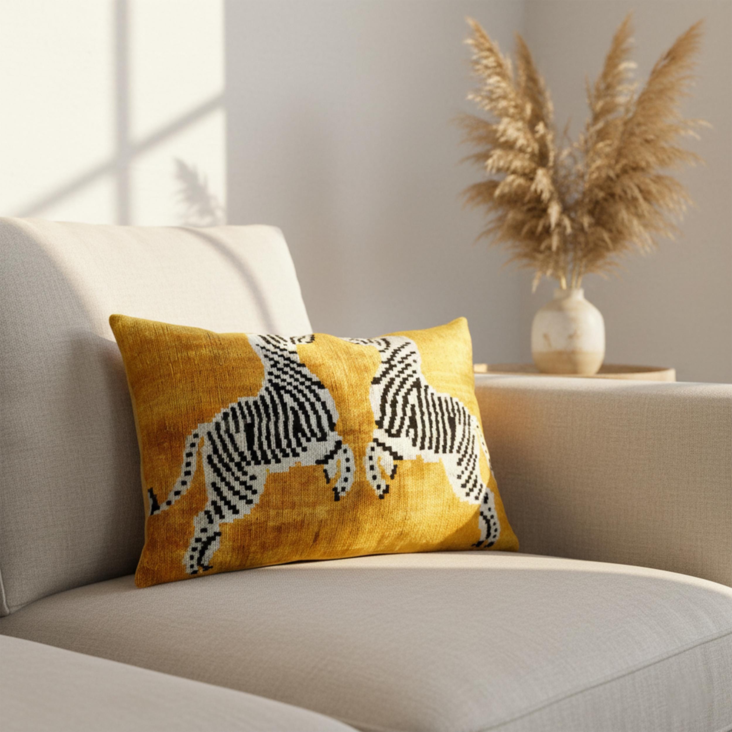 Black & White Zebra Velvet Pillow Cover 16x24