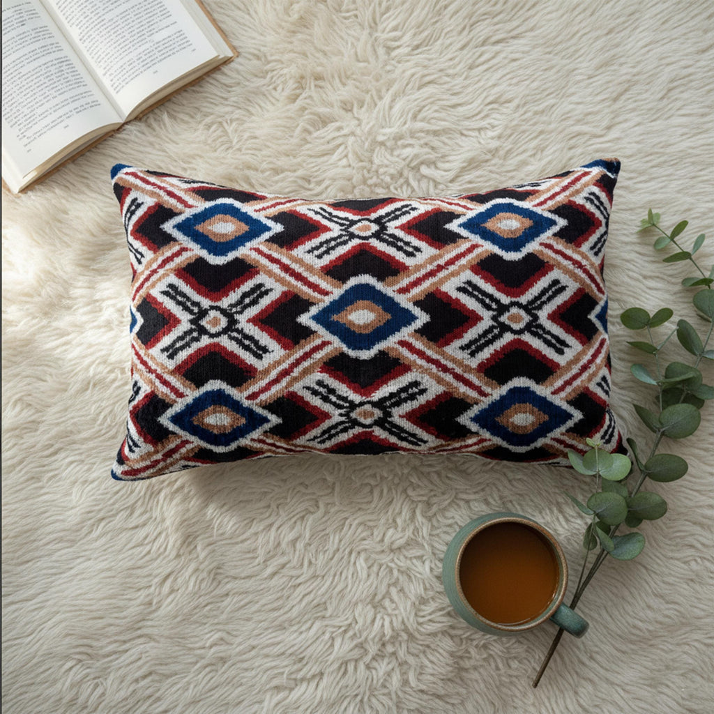 Red Black Blue  Velvet Pillow Cover 16x24