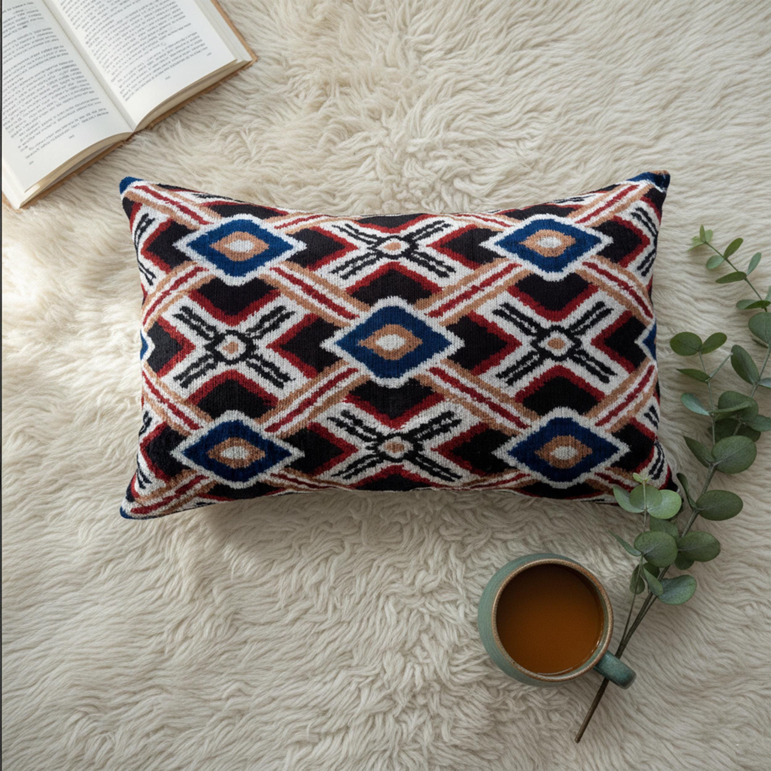 Red Black Blue  Velvet Pillow Cover 16x24