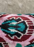 Pink Green and Black Velvet Pillow Cover 16x24