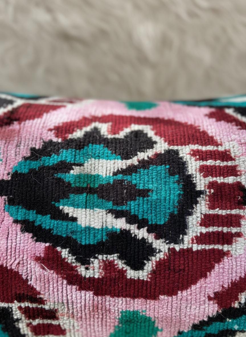 Pink Green and Black Velvet Pillow Cover 16x24