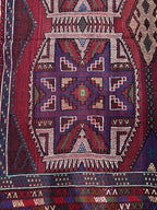 Vintage Turkish Kilim Rug, Handwoven Wool, Geometric Tribal Design (4.46 x 6.56 ft)