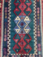 Vintage Turkish Kilim Rug, Handwoven Wool Boho Rug (4.5 x 6.4 ft)