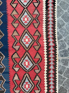 Vintage Handwoven Turkish Kilim Rug, Amulet Star Motifs, 3.44x5.41 ft