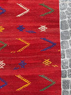 Vintage Turkish Kilim Rug, Handwoven Wool Cicim Rug (1.90x3.81 ft)