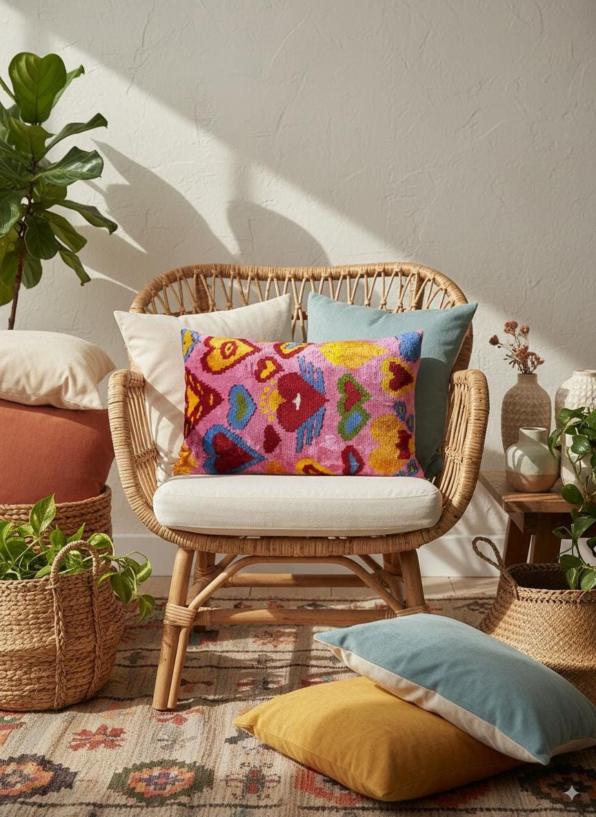 Pink Red Blue Yellow Hear Velvet Pillow Cover 16x24