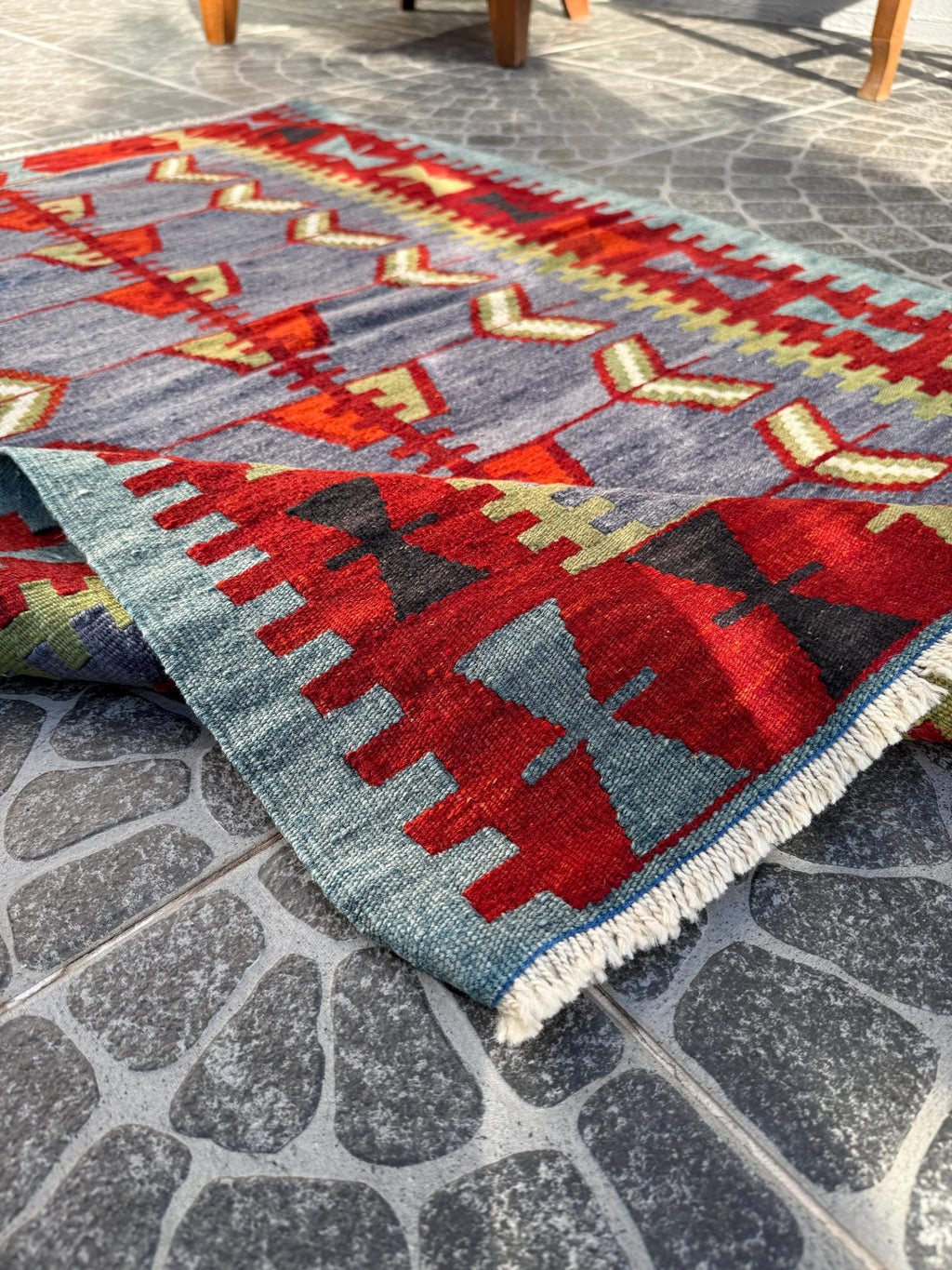 Vintage Handwoven Turkish Kilim Rug, Geometric Wool Rug (3.18x4.76 ft)