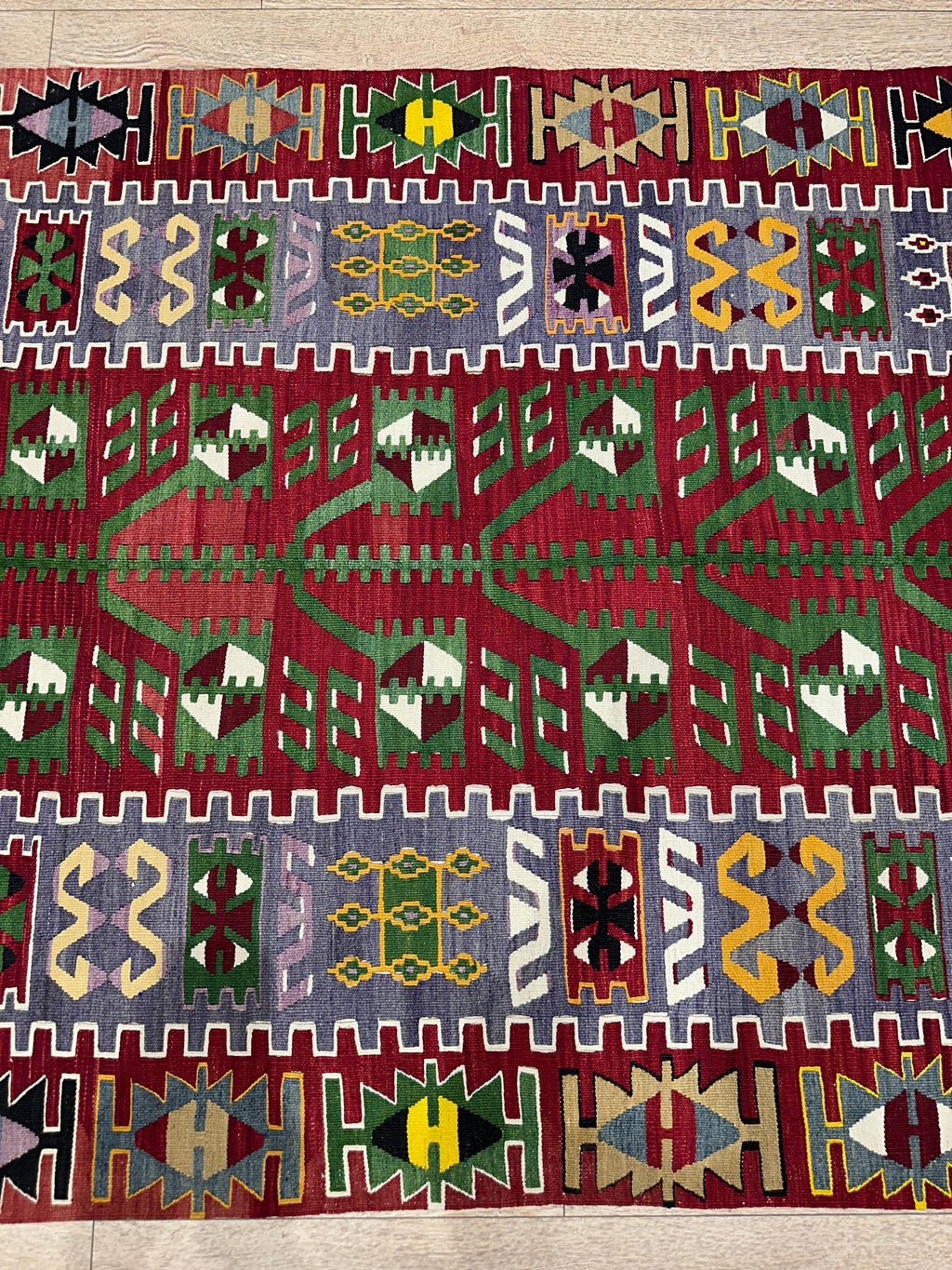 Vintage Turkish Kilim Rug, Boho Area Rug, Handwoven Wool (4.1 x 6.7 ft)
