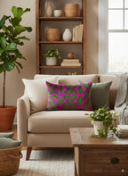 Bold Pink and Green Velvet Pillow Cover 16x24