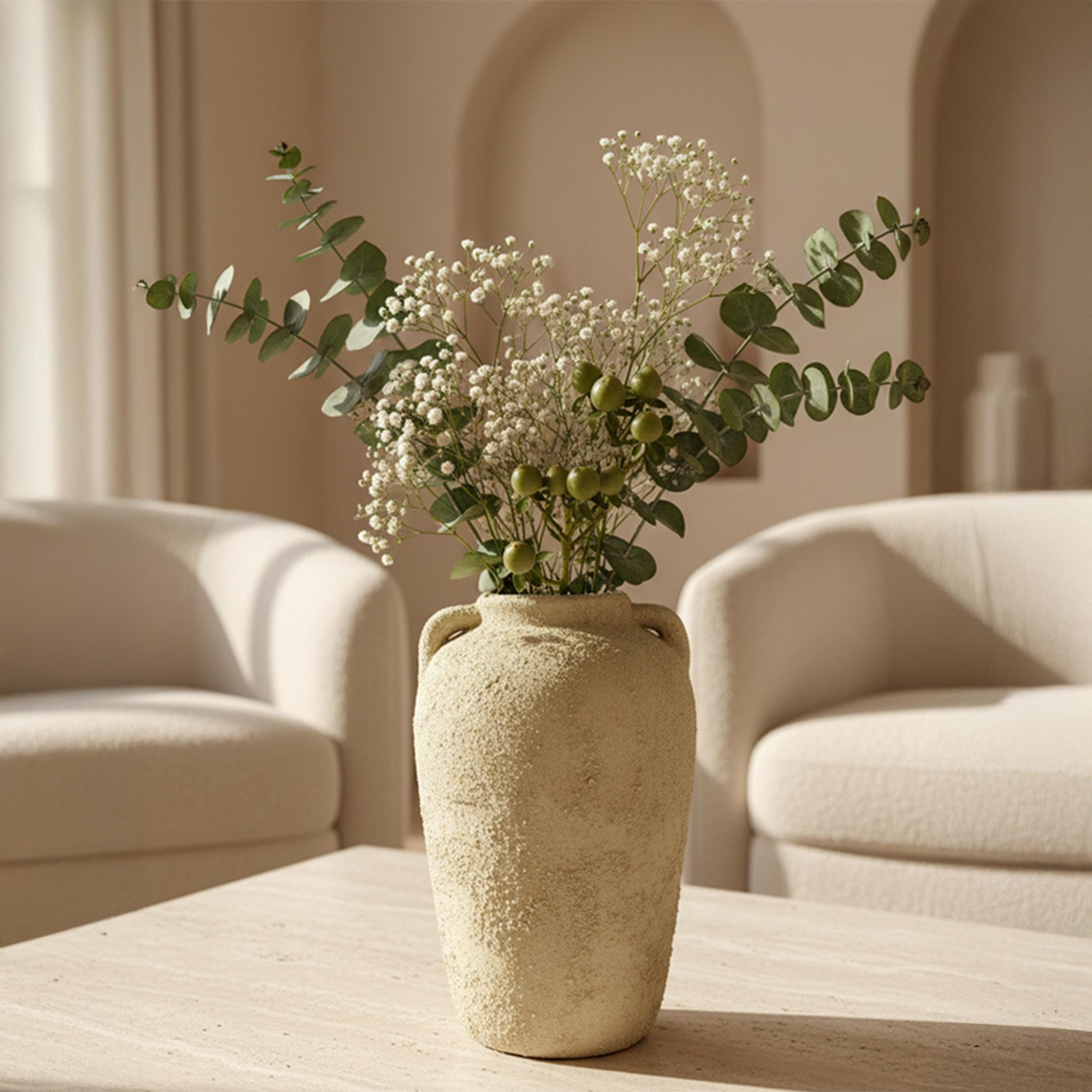 Handmade Ceramic Beige  Vase 7x10.6