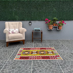 Vintage Turkish Eşme Kilim | Vibrant Green & Red Geometric Wall Hanging Rug | 2.6x3.9 ft (80x118 cm)