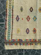 Handwoven Turkish Kilim Rug, Bohemian Geometric Accent Rug (2.89x2.95 ft)