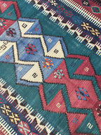 Vintage Turkish Kilim Rug, Handwoven Wool Boho Rug (4.5 x 6.4 ft)