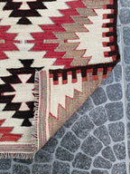 Vintage Turkish Cicim Kilim Rug, Handwoven Geometric Wool, 2.30x4.00 ft