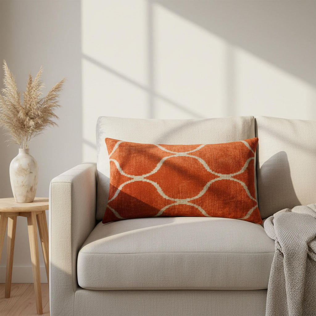 Rust Orange Ikat Pillow Cover 16x24