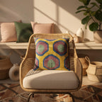 Yellow, Blue & Purple Ikat Pillow Cover 16x24