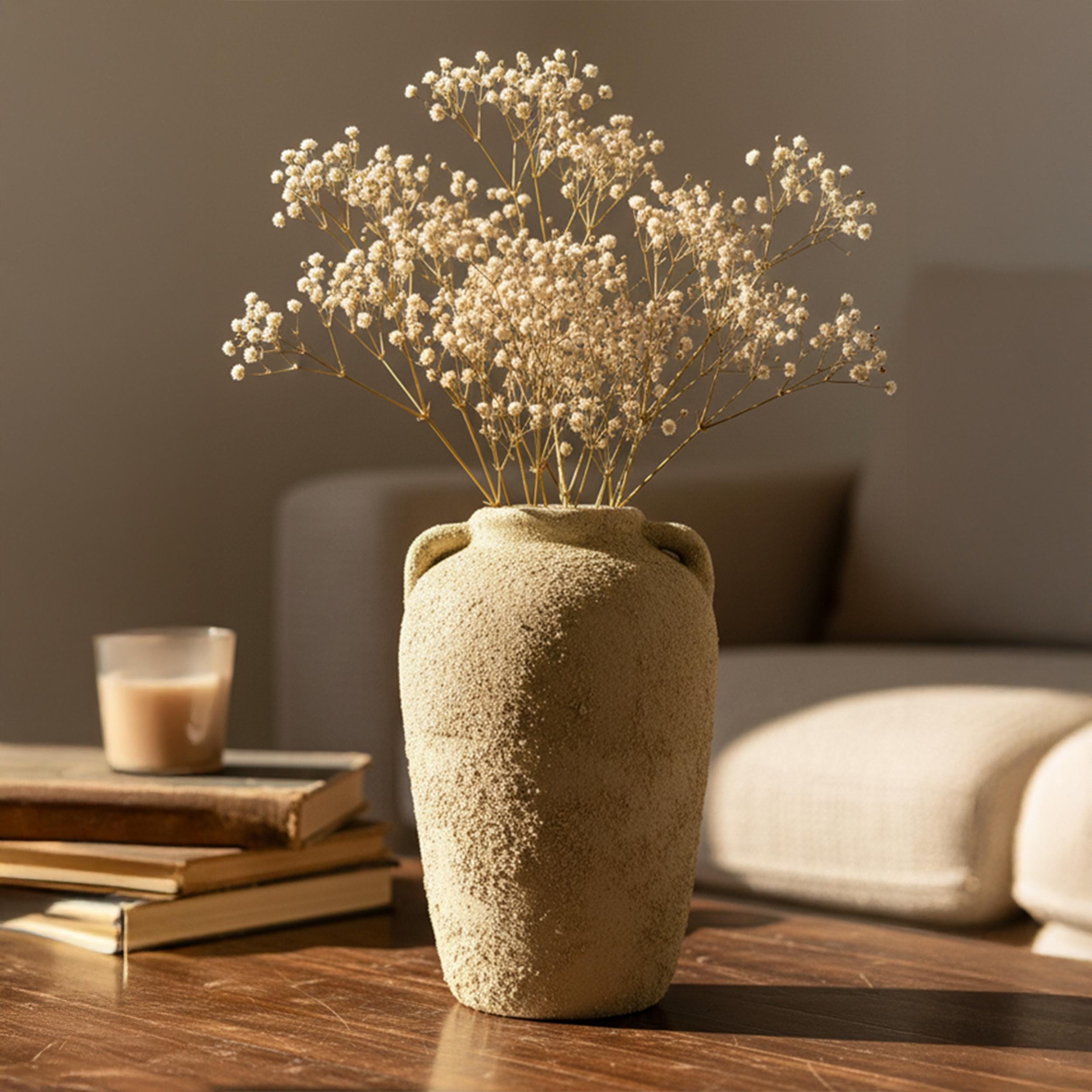 Handmade Ceramic Beige  Vase 7x10.6