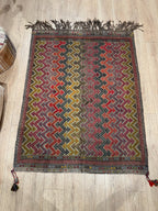 Vintage Turkish Kilim Rug, Handwoven Wool Area Rug (4.3 x 5.5 ft)