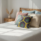 Yellow, Blue & Purple Ikat Pillow Cover 16x24