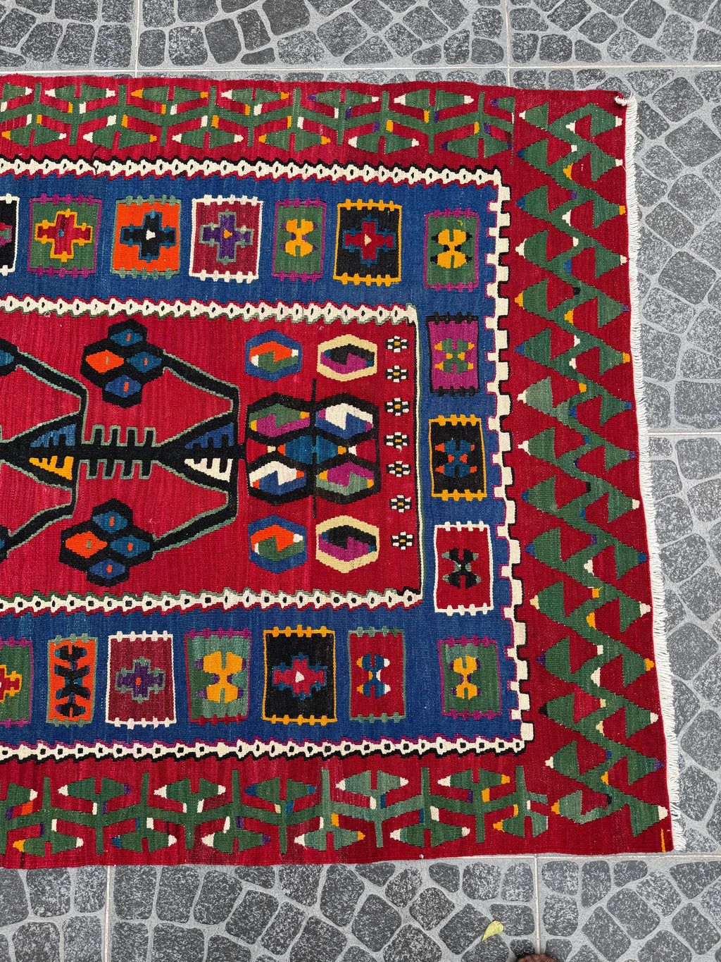 Vintage Tree of Life Kilim Rug, Turkish Handwoven Wool (3.93x6.66ft)